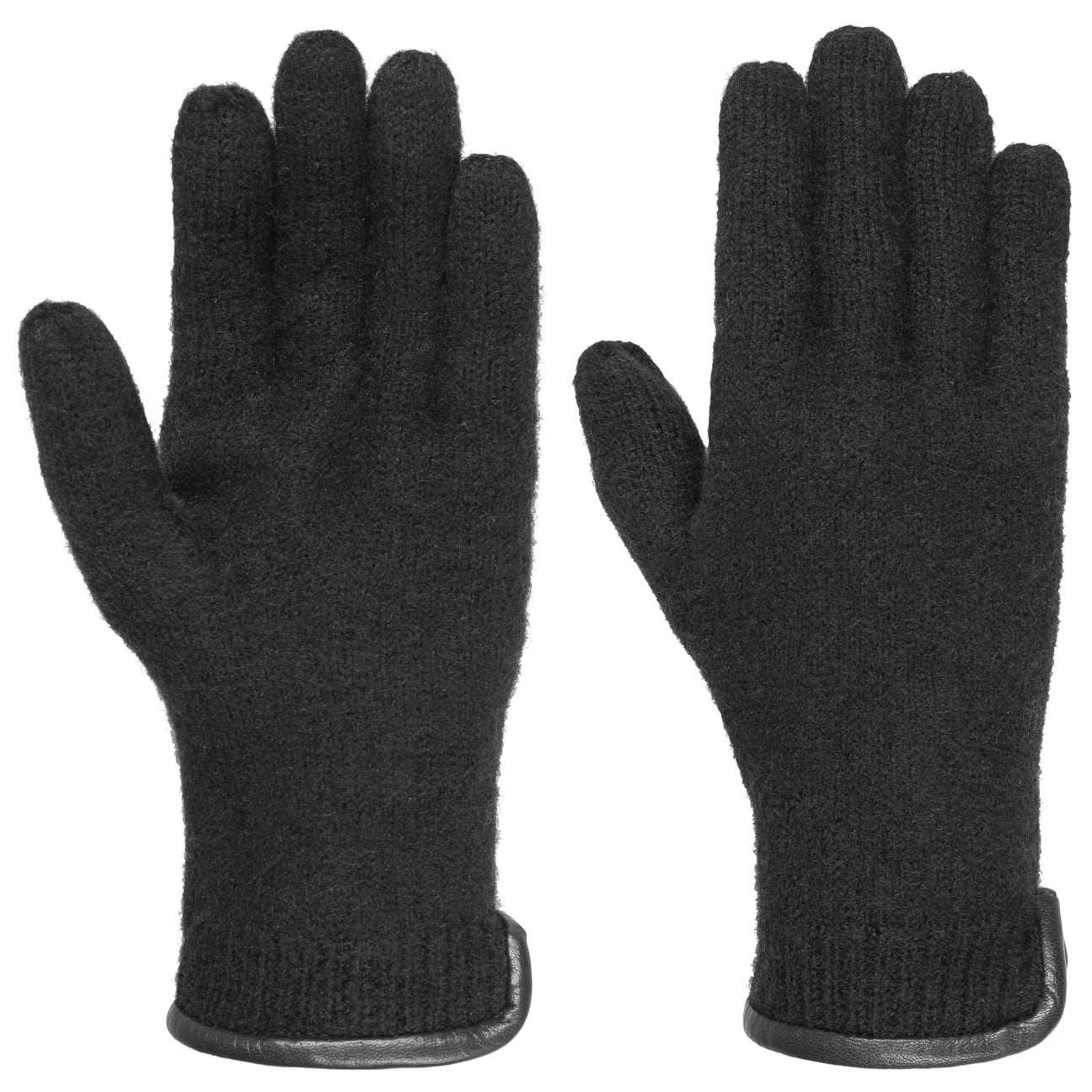 Hoedshop Woolmark Walk Handschoenen Met Leer Zwart 7 Hs hoedshop kopen in de aanbieding