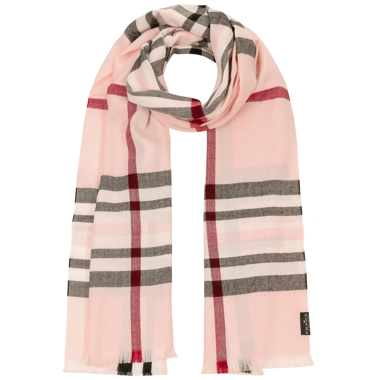 Basic Sjaal Met Ruitjes By Fraas Roze fraas kopen in de aanbieding