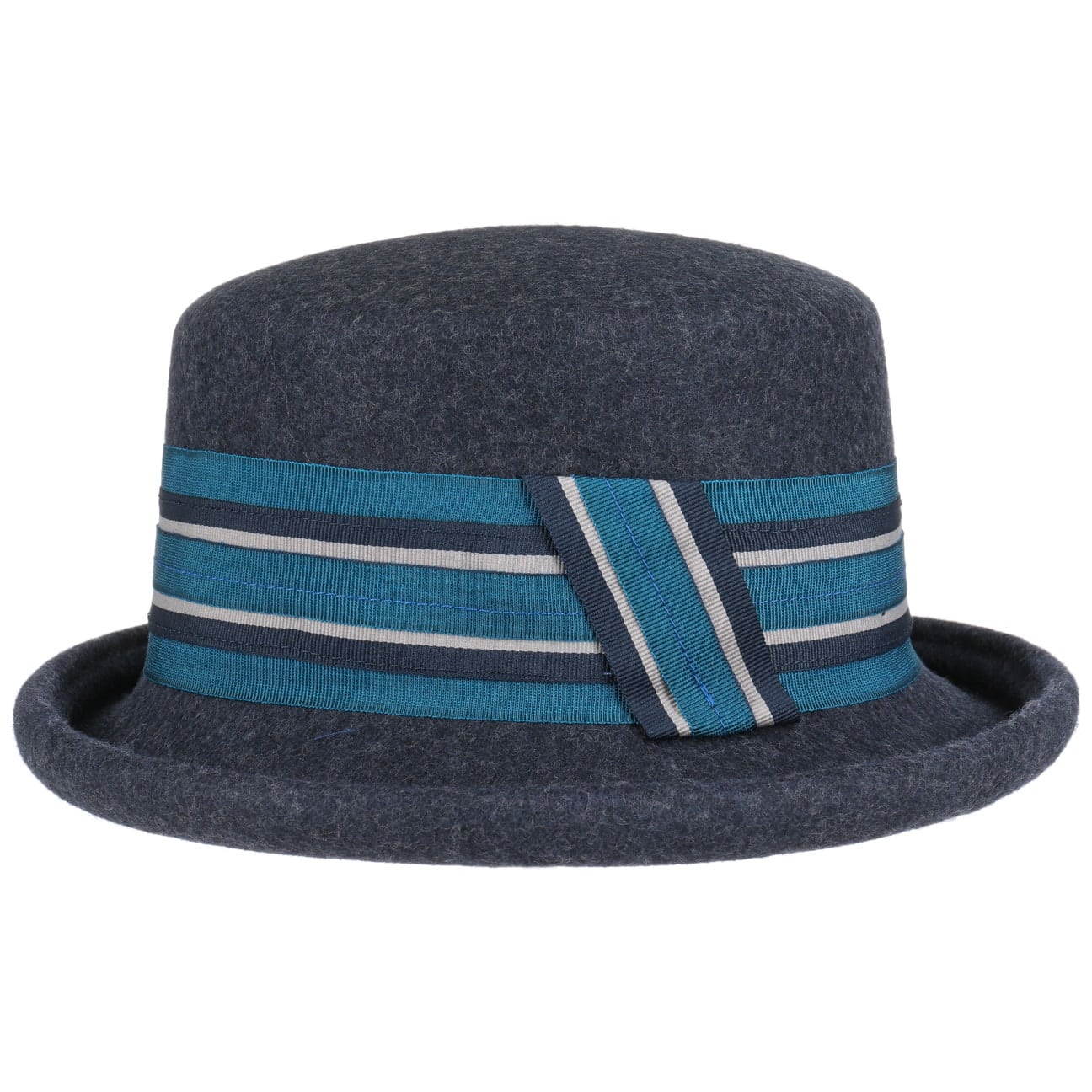 Striped Ribbon Wolvilthoed By Bedacht Blauw One Size bedacht kopen in de aanbieding