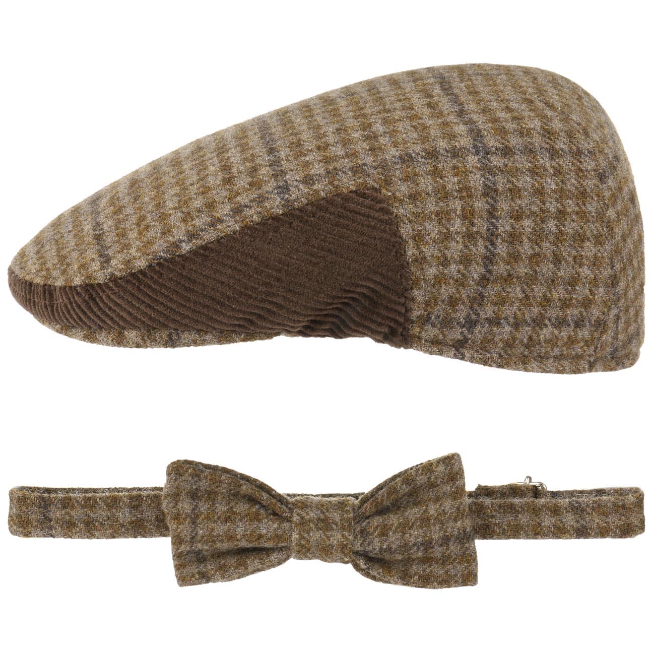 Hoedshop Tweed Pet Met Bijpassend Strikje Bruin L 58 59 Cm hoedshop kopen in de aanbieding