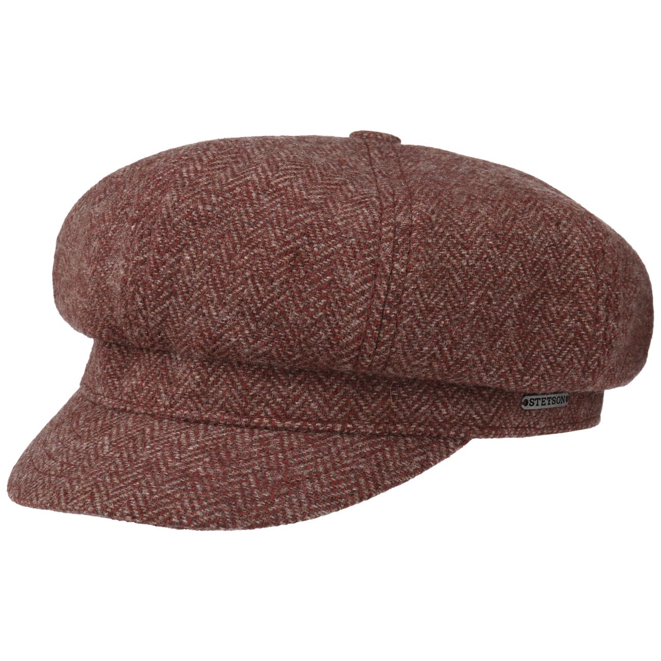 8 Panel Woolrich Newsboy Pet By Stetson Bordeaux Xl 60 61 Cm stetson kopen in de aanbieding