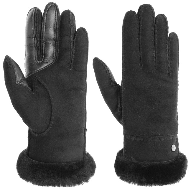 GSG SINCE 1998 Dames lederen handschoenen, gevoerd met chroomvrij echt leer – wol/fleece voering, schapenvacht, dames touchscreen winterhandschoenen W2306, bordeaux, L