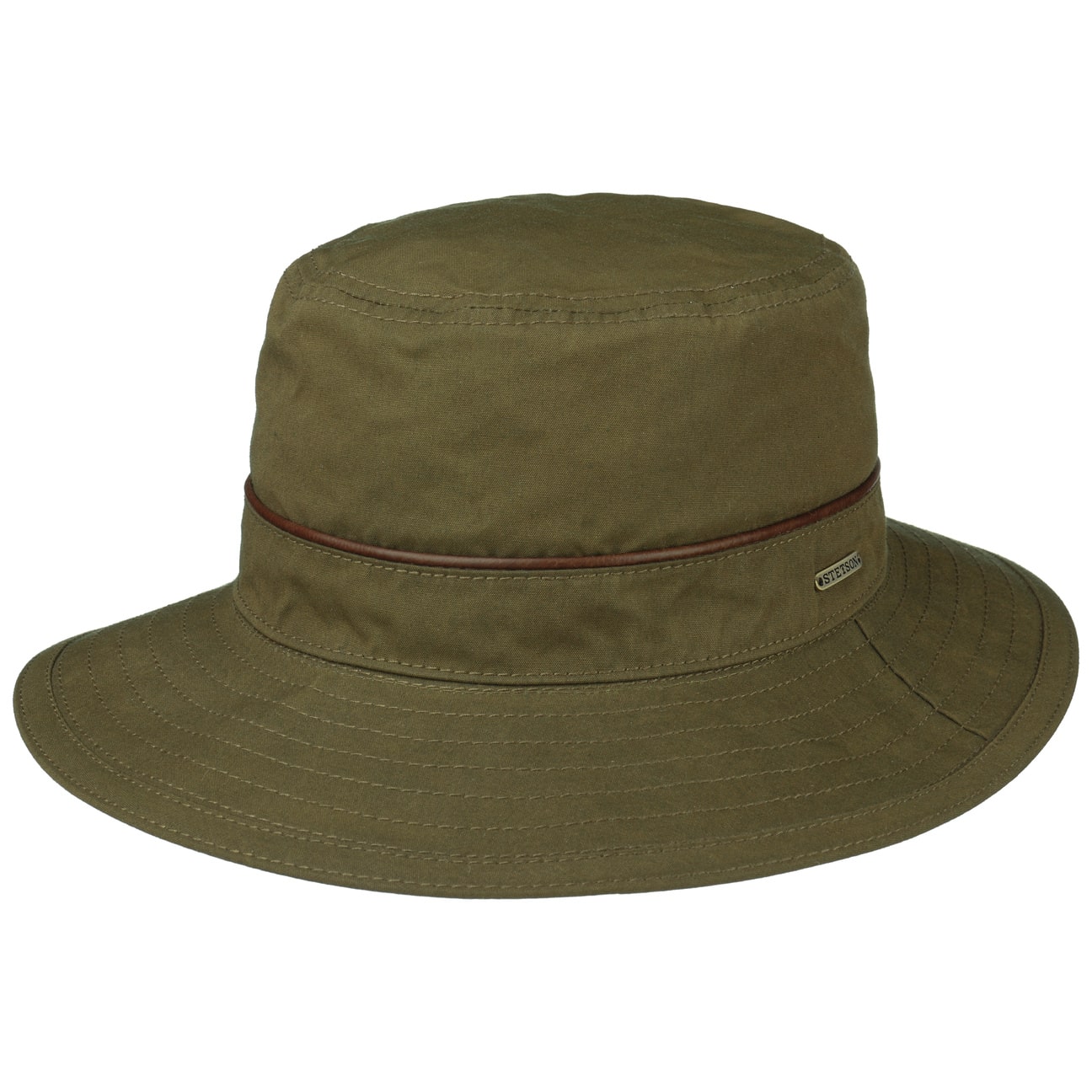 Waxed Cotton Bucket Outdoor Hoed By Stetson Olijfgroen M 56 57 Cm stetson kopen in de aanbieding