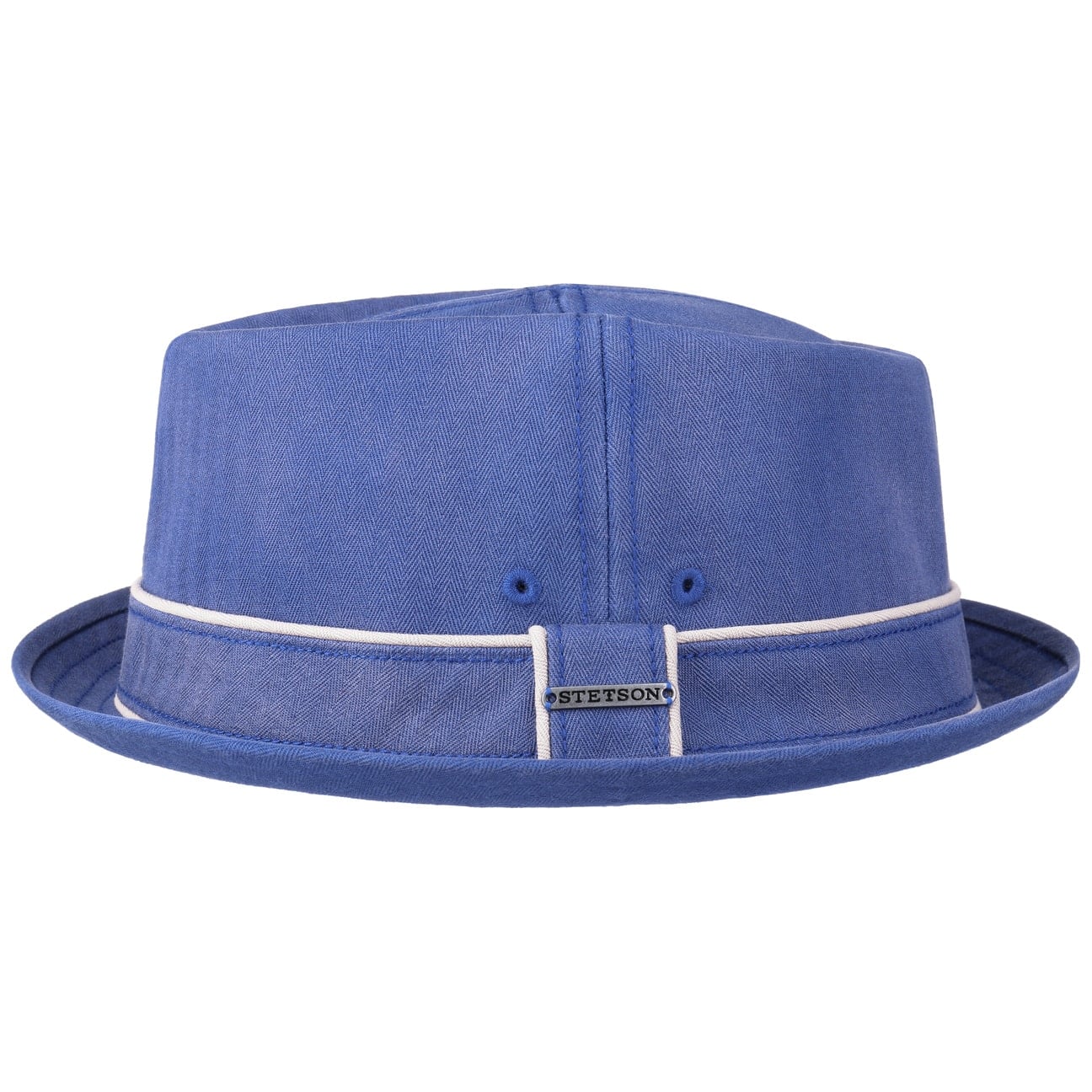 Norwood Diamond Pork Pie Hoed By Stetson Blauw Beige L 58 59 Cm stetson kopen in de aanbieding