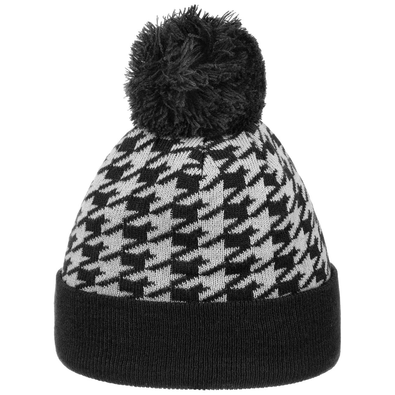 Hoedshop Houndstooth Pomponmuts Zwart One Size hoedshop kopen in de aanbieding
