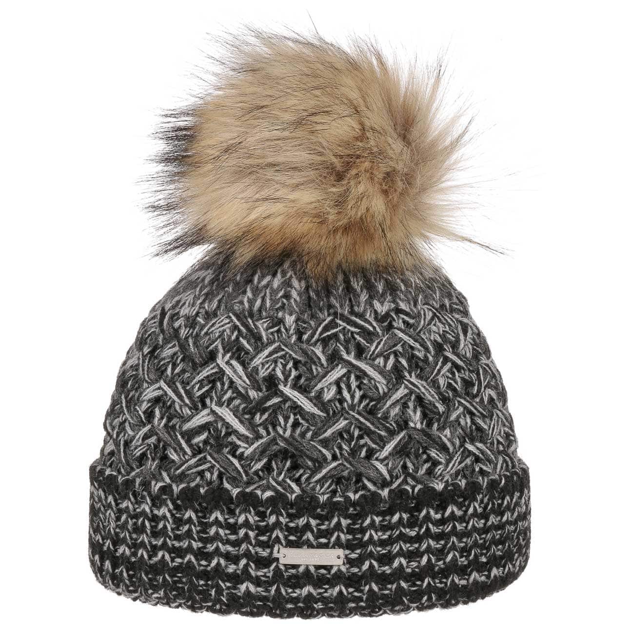 Multimelange Wool Pomponmuts By Seeberger Antraciet One Size seeberger kopen in de aanbieding