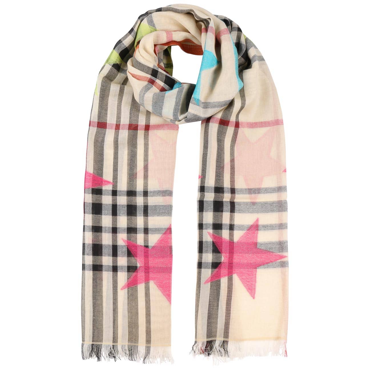 Stars And Checks Sjaal By Passigatti Beige passigatti kopen in de aanbieding