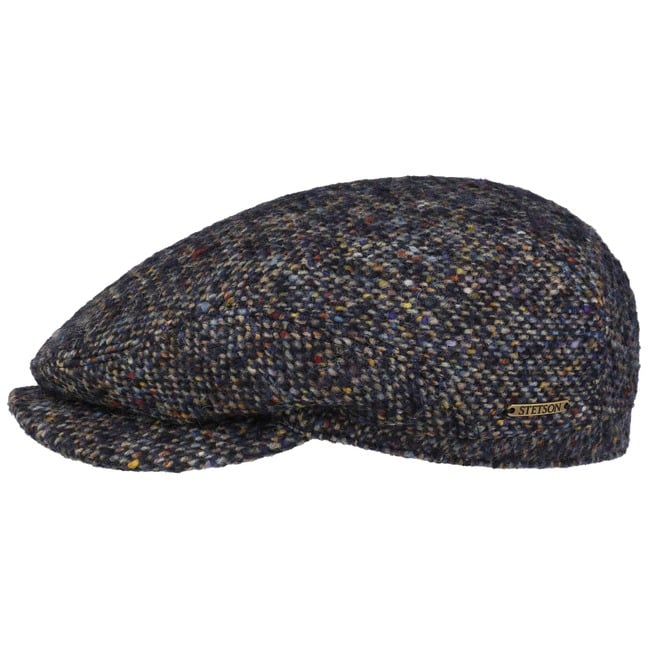 Stetson Hatteras Zijde Flat Cap Dames/Heren - Made in the EU wilde pet met klep zijden muts voering voor Zomer/Winter - 62 cm blauw-wit