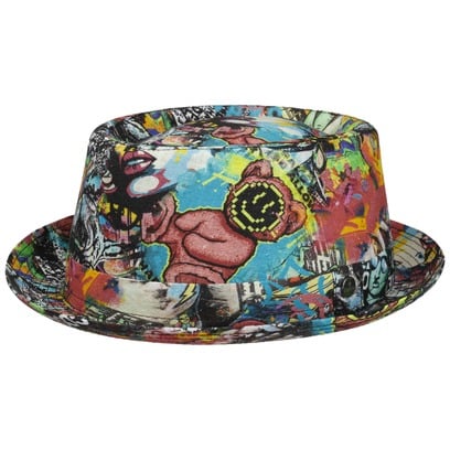 Fantasy Print Pork Pie Linnen Hoed by Lierys