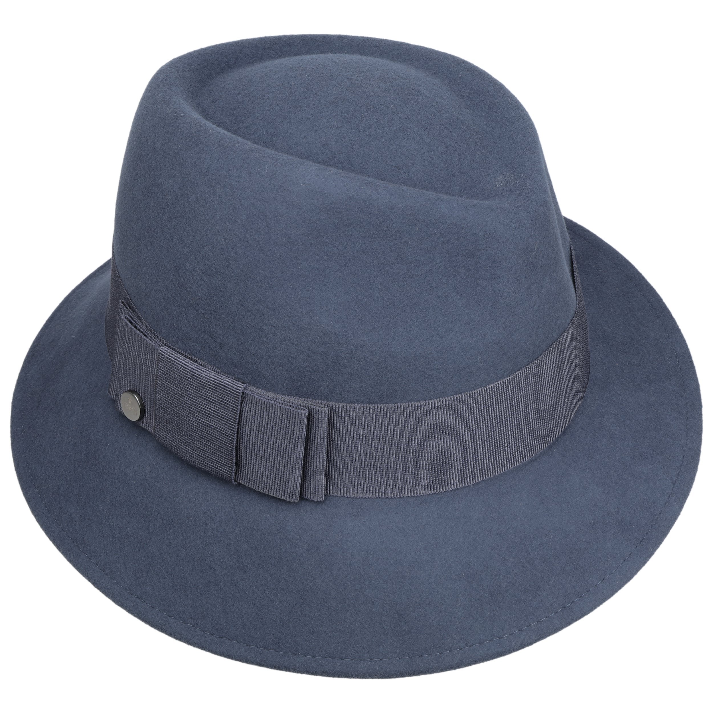 LIERYS Asym Twotone dameshoed van vilt, gemaakt in Italië Trilby met ripsband, herfst-winter, Eén maat, antraciet/beige