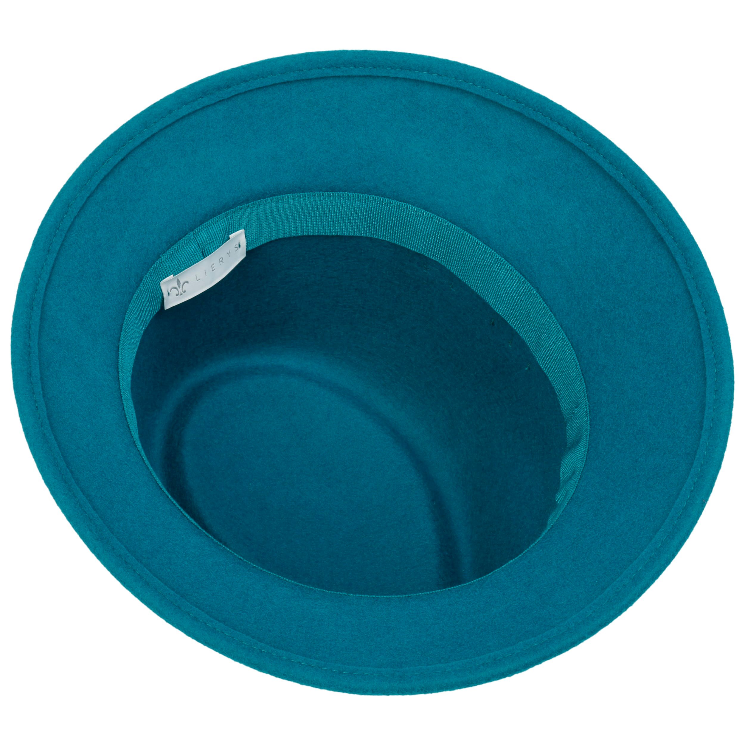Lierys Asym Dames Hoed - Made in Italy vilthoed dameshoed met ripsband voor Zomer/Winter - One Size blauw