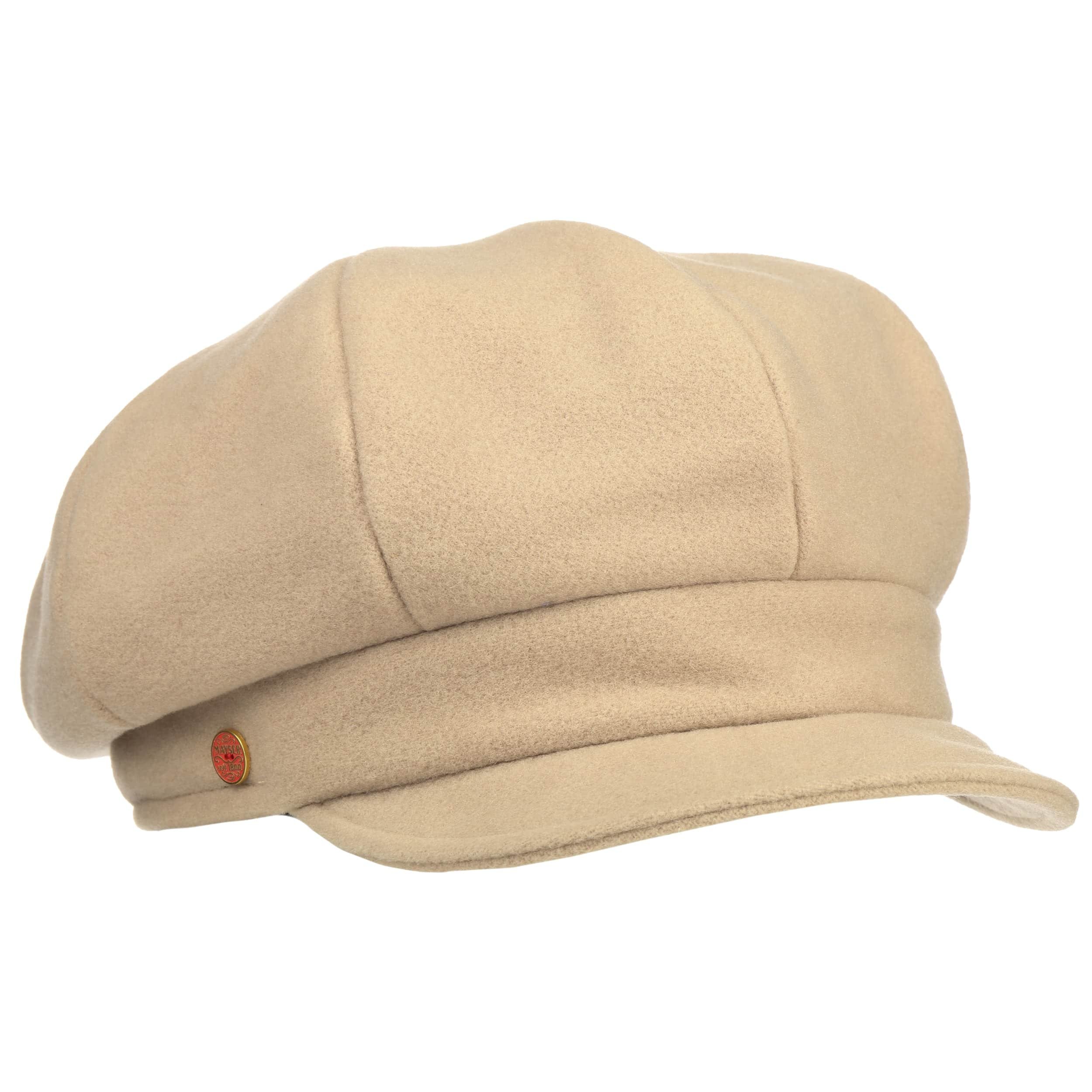 Mayser Dames Newsboy Cap - Made in the EU wintercaps caps wollen met klep voering voor Herfst/Winter - L (59-60 cm) lichtblauw