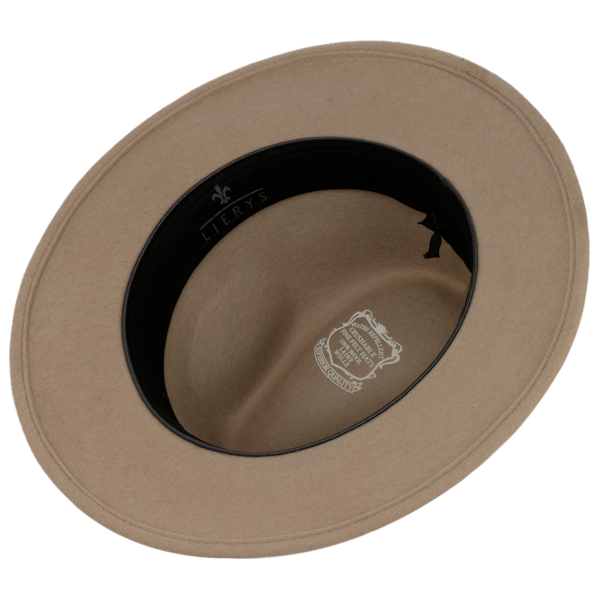 Lierys Casual Light Traveller Wolvilthoed Heren - Made in Italy wollen hoed vilthoed met leren band voor Herfst/Winter - 56 cm zwart