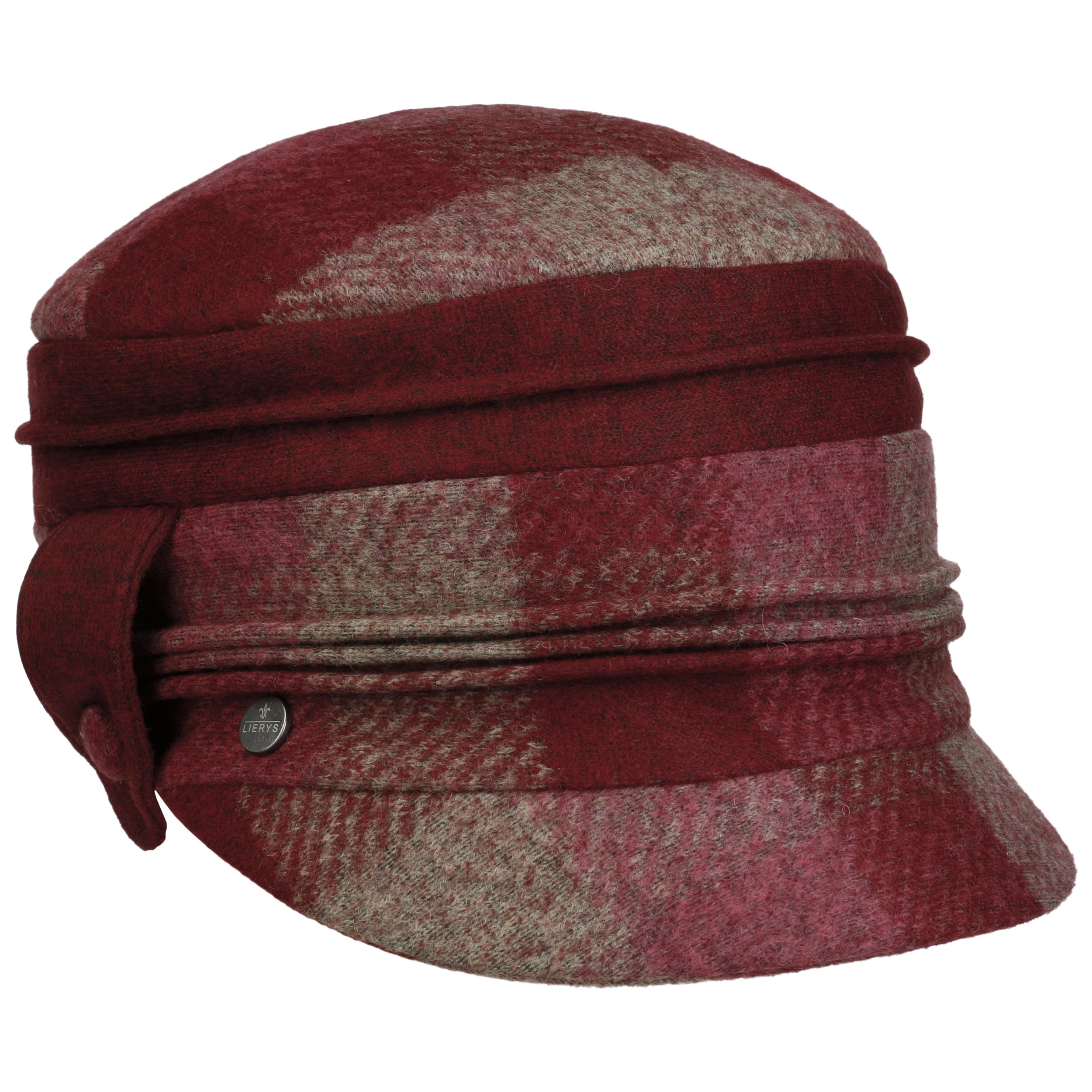 Lierys Britain Houndstooth Flat Cap Heren - Made in Italy pet met klep hat wintercap voering voor Zomer/Winter - 61 cm grijs