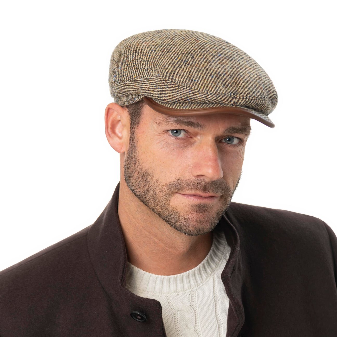 Stetson Carlstown Wool Driver Pet Heren - Made in the EU flat hat met klep voering voor Herfst/Winter - 61 cm zwart