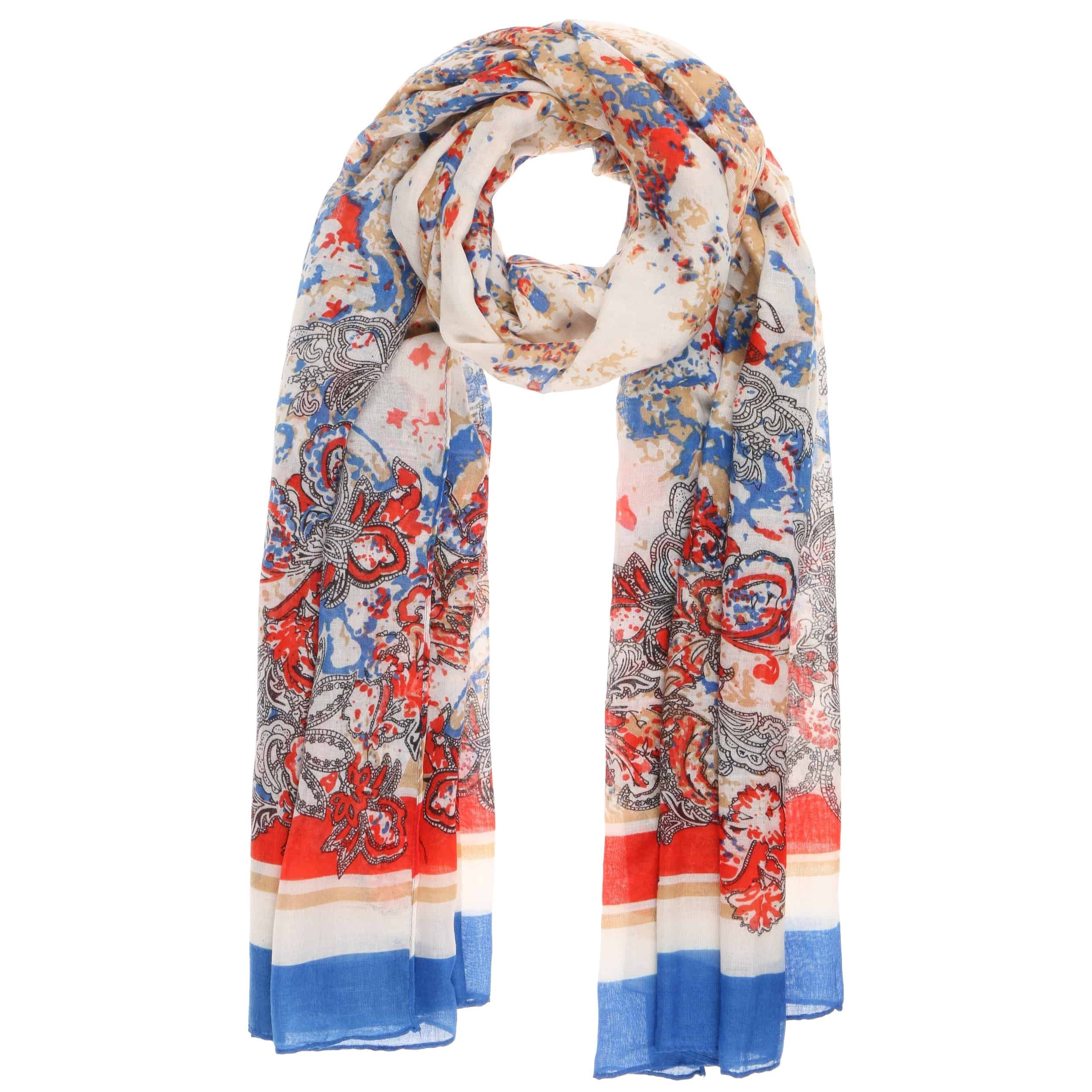 Lina & Lily Damessjaal met kattenpatroon, blauw, One Size