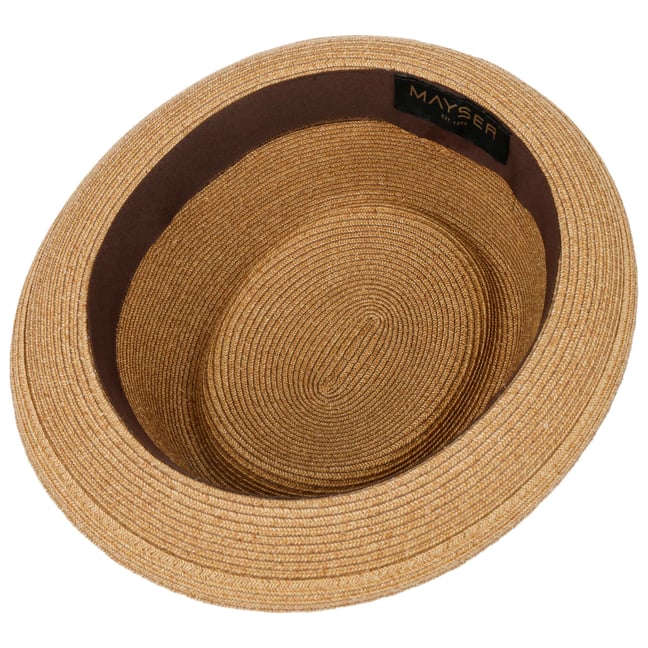Classic Italy - Porkpie strohoed – 4 kleuren – heren of dames Fino Porkpie Straw, Natuurlijk., 57/58 cm