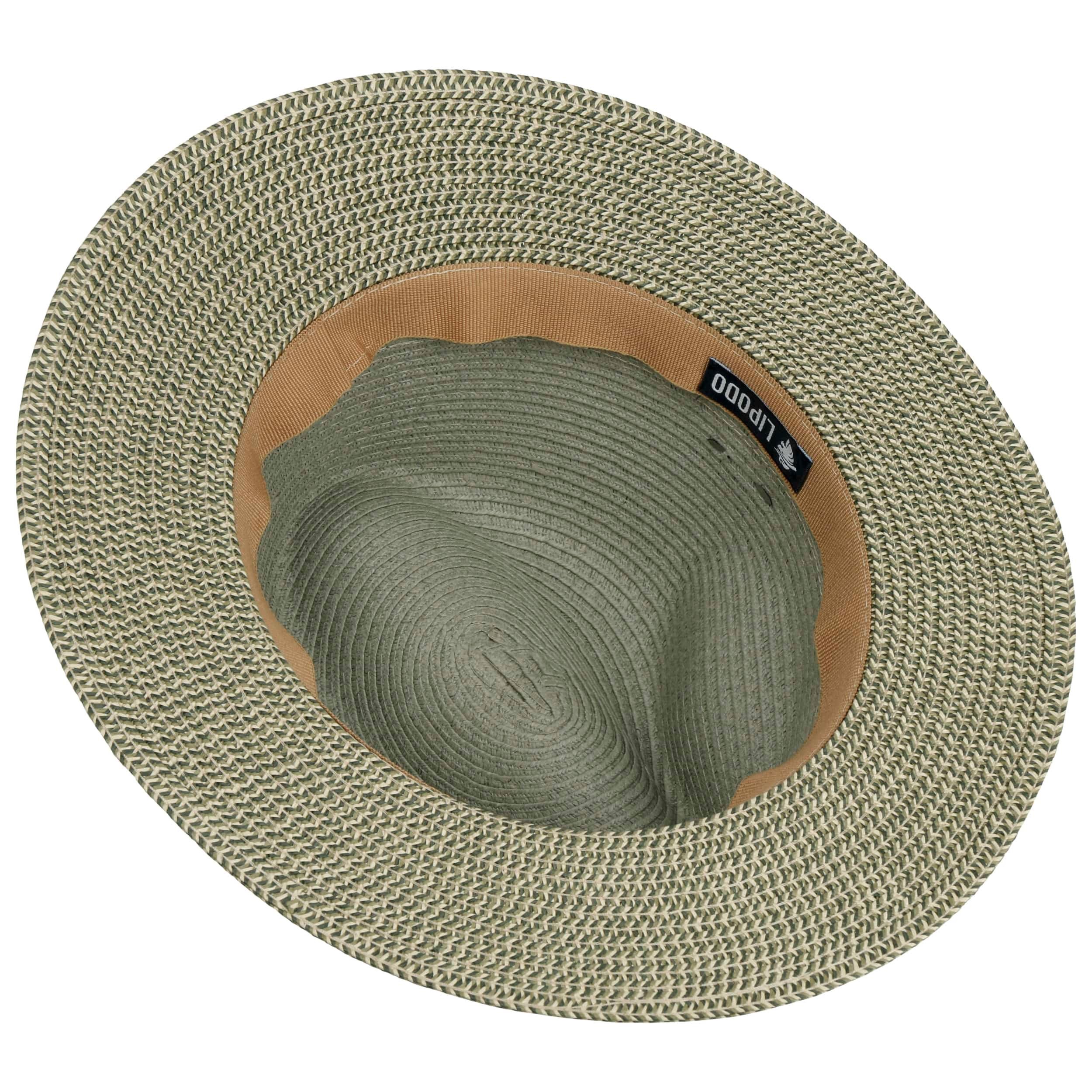 Lipodo Green Traveller Strohoed Heren - Made in Italy stro zomer hoed voor Lente/Zomer - M (56-57 cm) lichtgroen