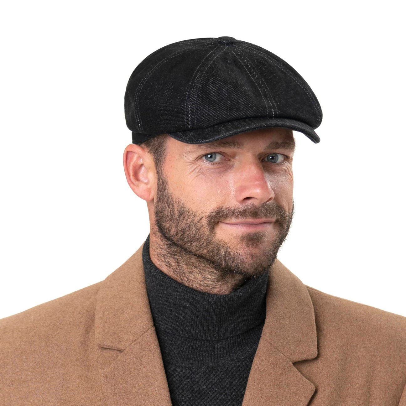 Stetson Hatteras Washed Denim Pet Heren - newsboy met klep voor Herfst/ Winter - S (54-55 cm) denim