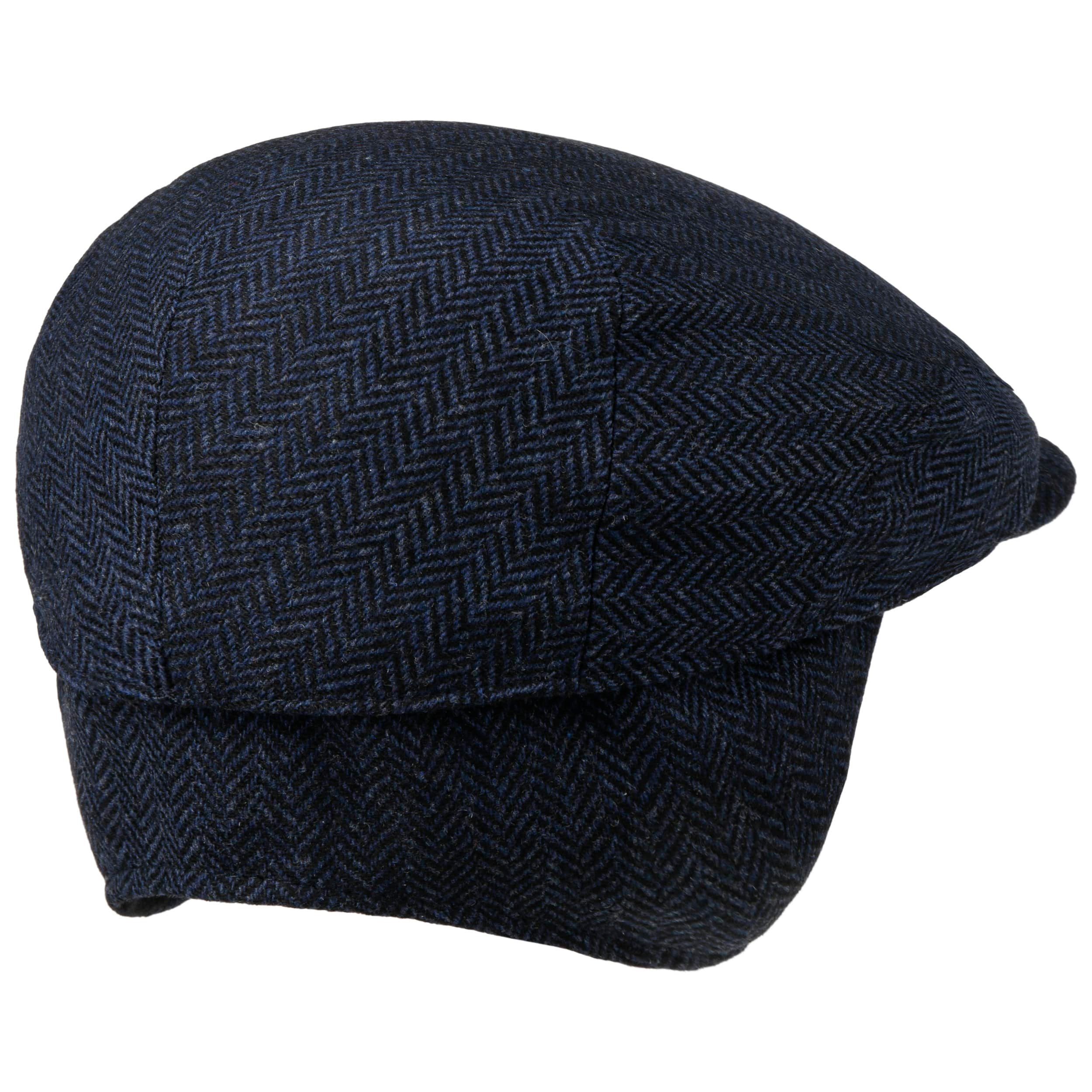 Breiter Herenpet met oorkleppen, platte pet, 100% wol met uitklapbare oorbescherming, muts, huidvriendelijk en comfortabel, Grijs Bavaria, 62