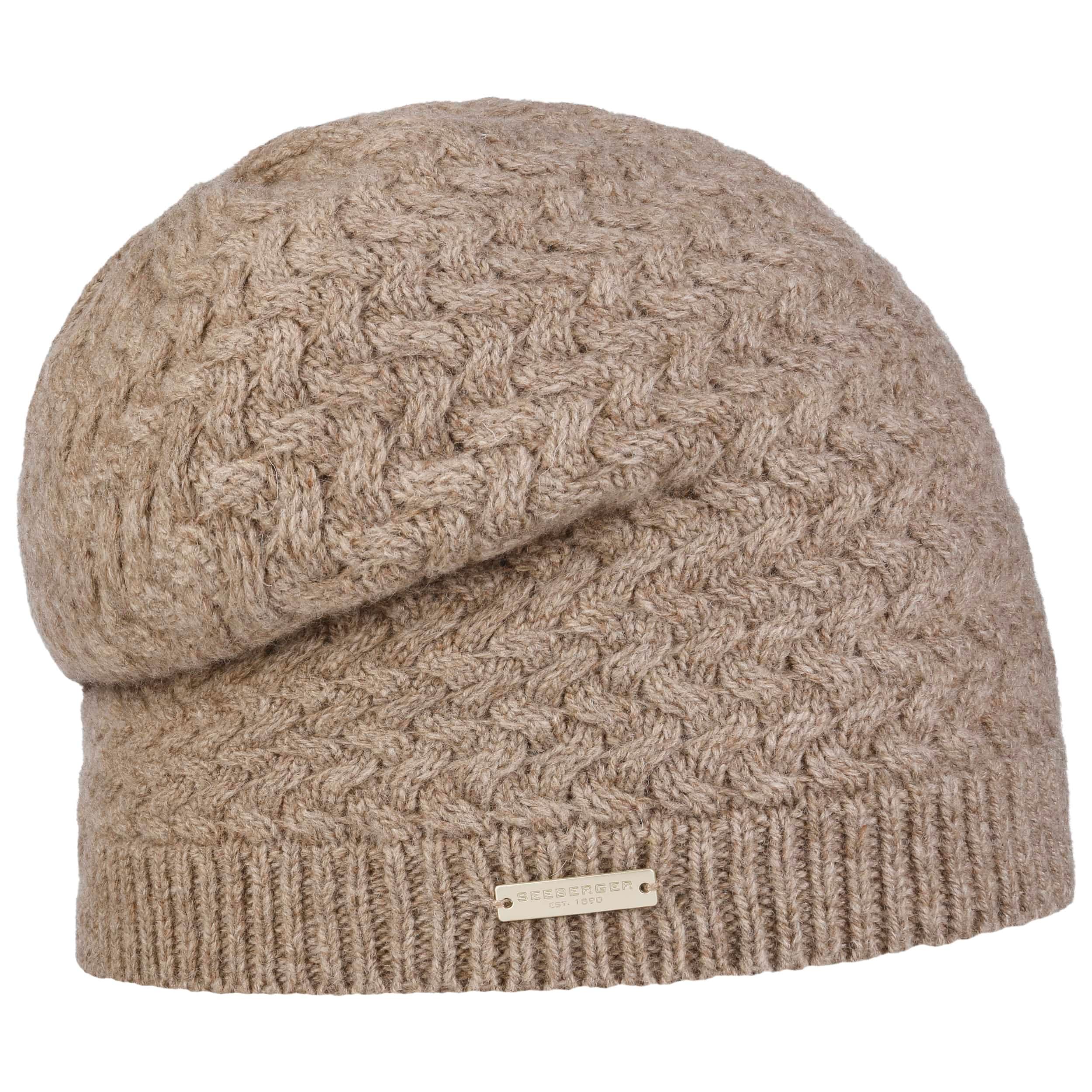 Bequemer Laden Warme beanie voor dames, gebreide muts met satijn