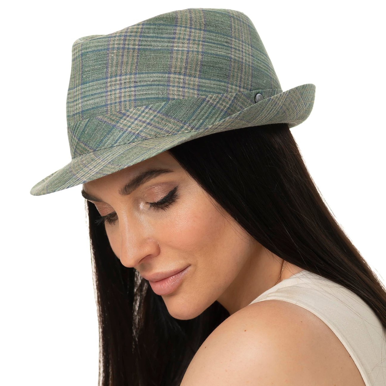 Lierys Payato Checks Trilby Linnen Hoed Dames/Heren - Made in Italy