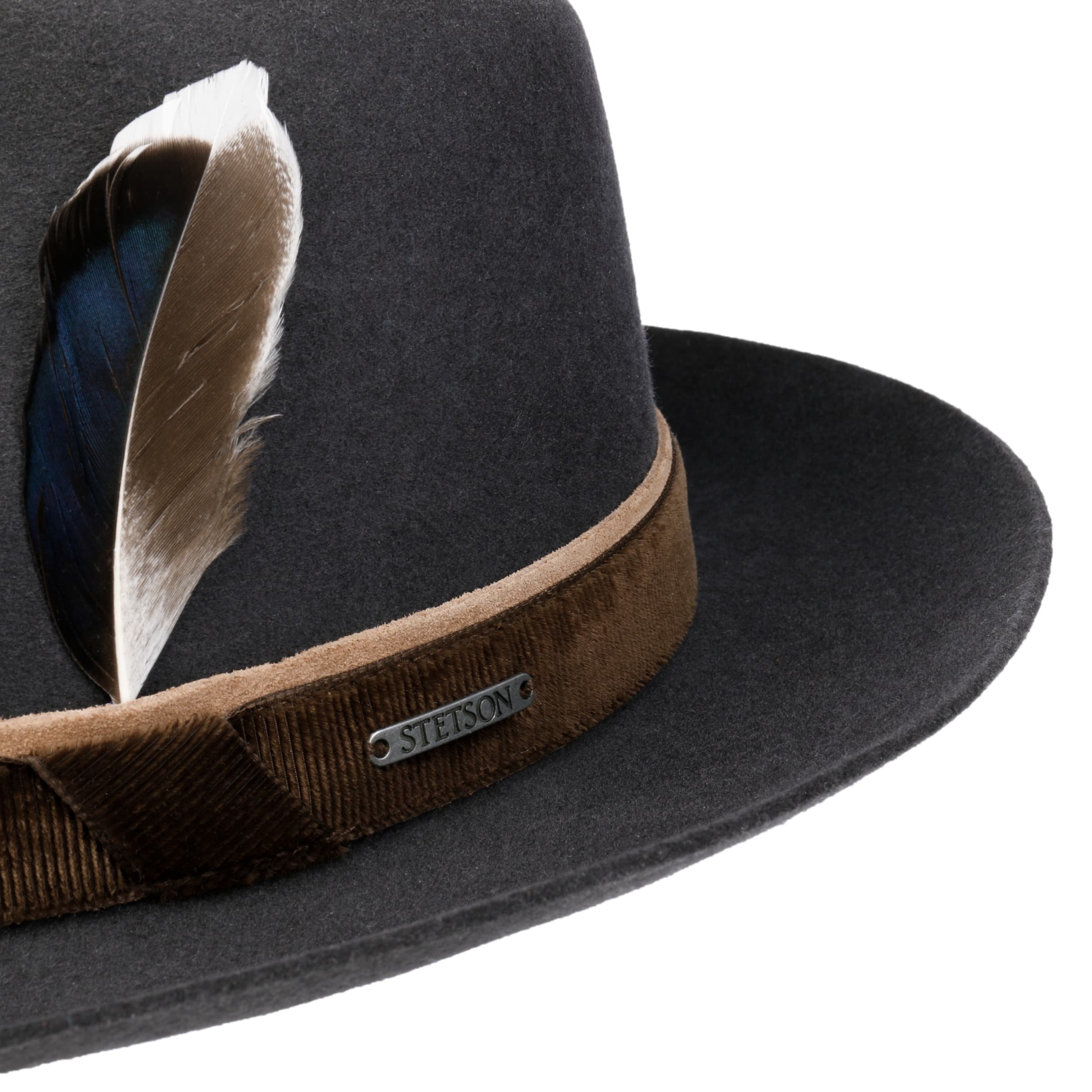 Stetson Millard Wollen hoed, westernhoed, heren, met leren band, plooibaar, beige, L