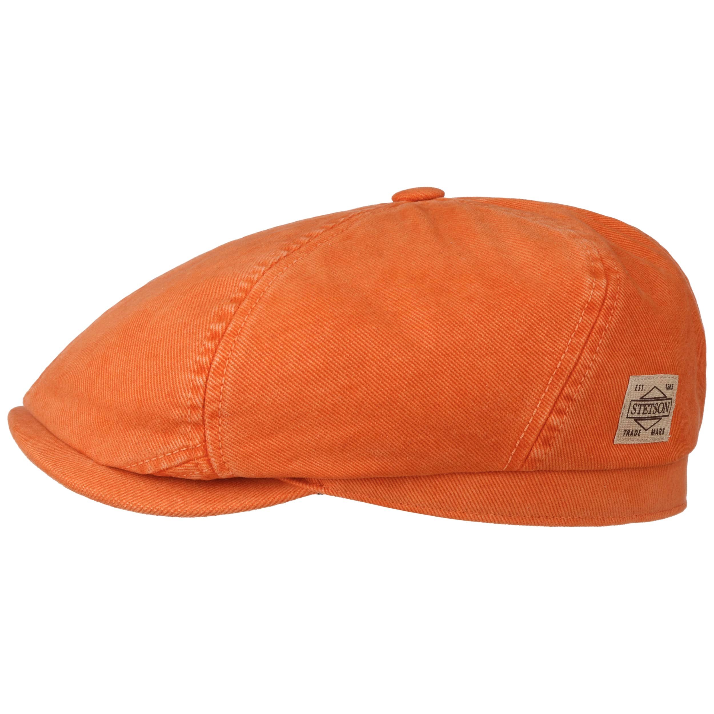 Stetson 6 Panel Vintage Pigskin Pet Heren - leren cap flat hat met klep voering voor Herfst/Winter - S (54-55 cm) bruin