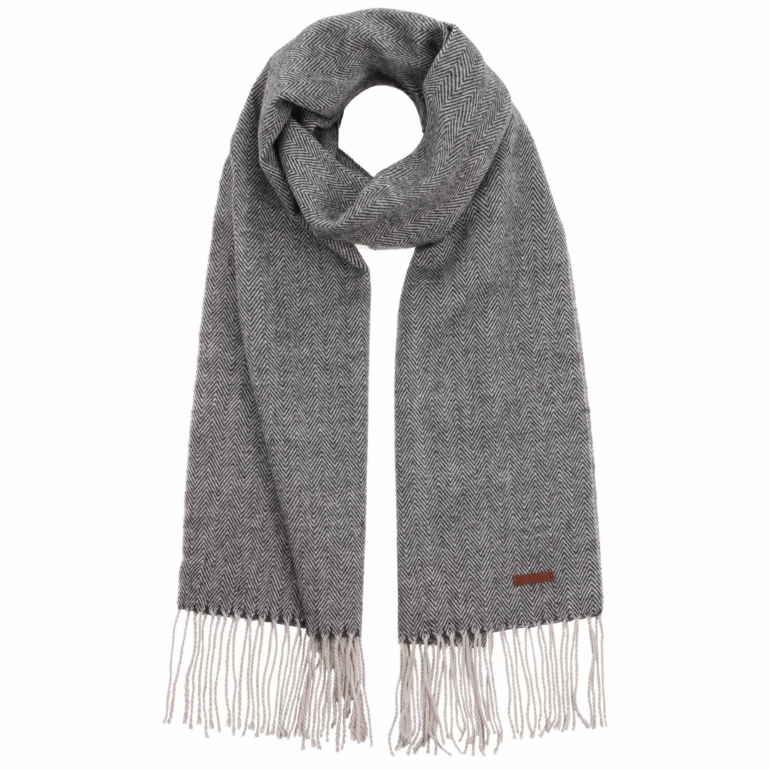 Barts Soho Herringbone Business Sjaal Dames/Heren - met fijne gebreide rafels voor herfst/winter, zwart, Eén maat