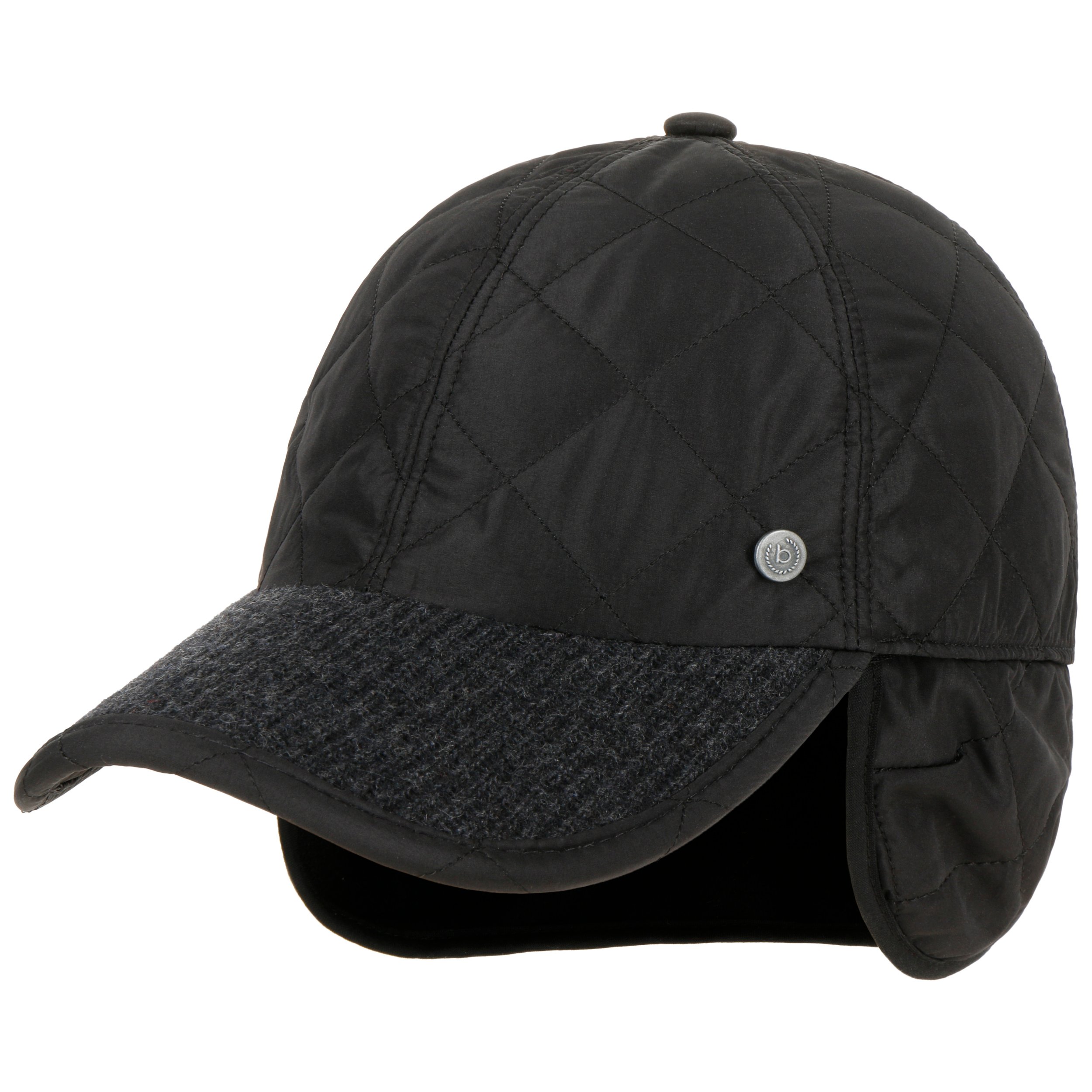Pet Met Oorkleppen MUYAN Winter Honkbal - PU Leer, Nekbescherming, Winddicht, Zwart, Suède Look, Maat 58-60 Cm PU Leren Muts