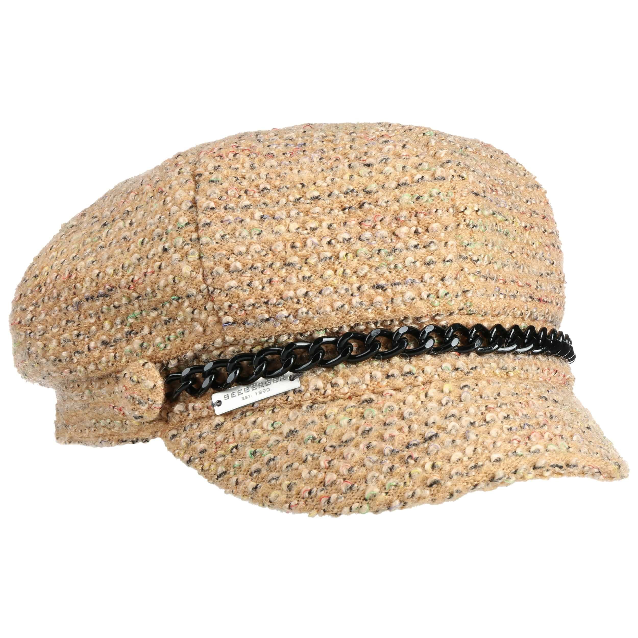 Seeberger Annelie Gebreide Newsboy Pet Dames - met klep visor muts voering voor Herfst/Winter - One Size bordeaux