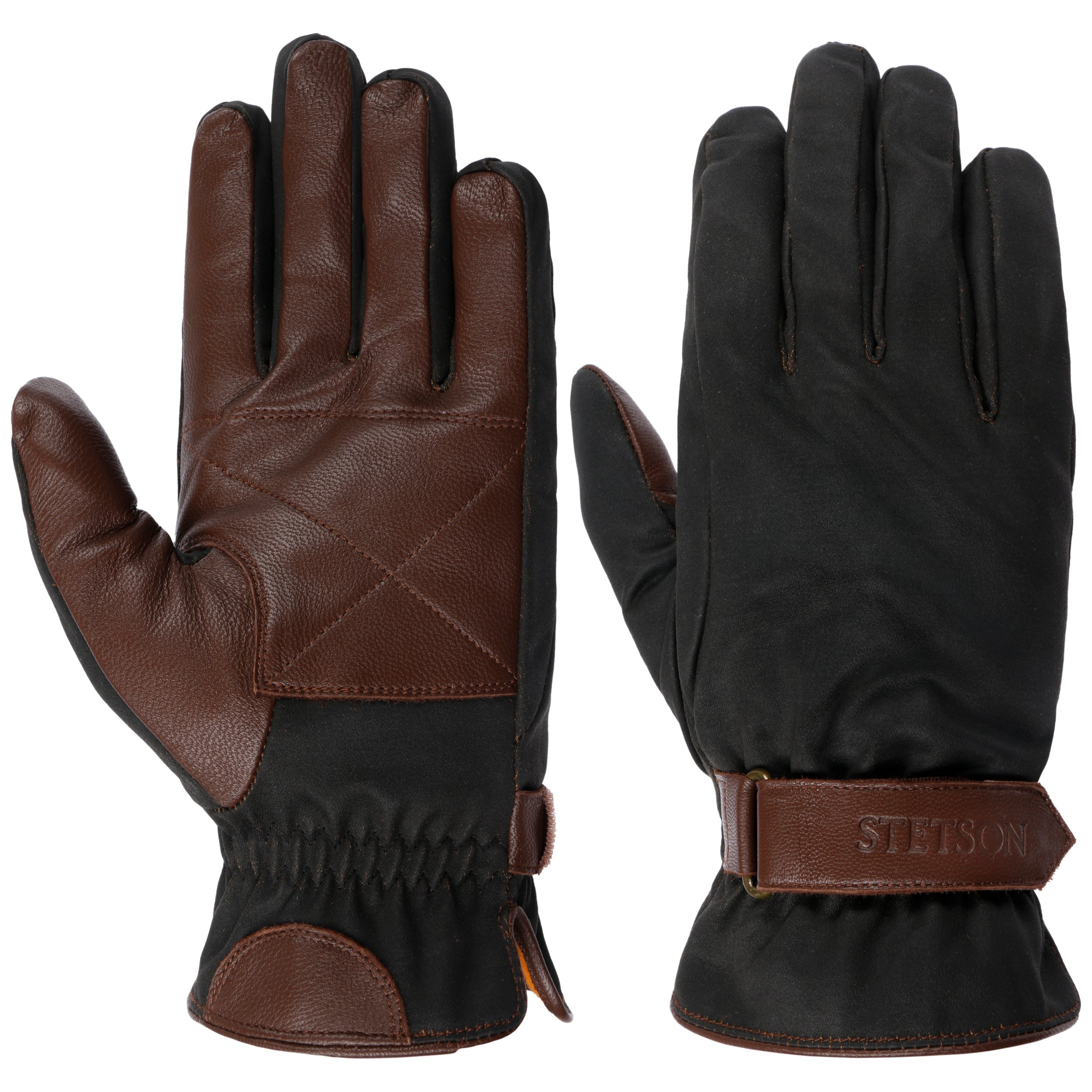 Stetson Conductive Sheepskin Leren Handschoenen Heren - vingerhandschoenen met voering voor Herfst/Winter - 7 1/2 HS zwart