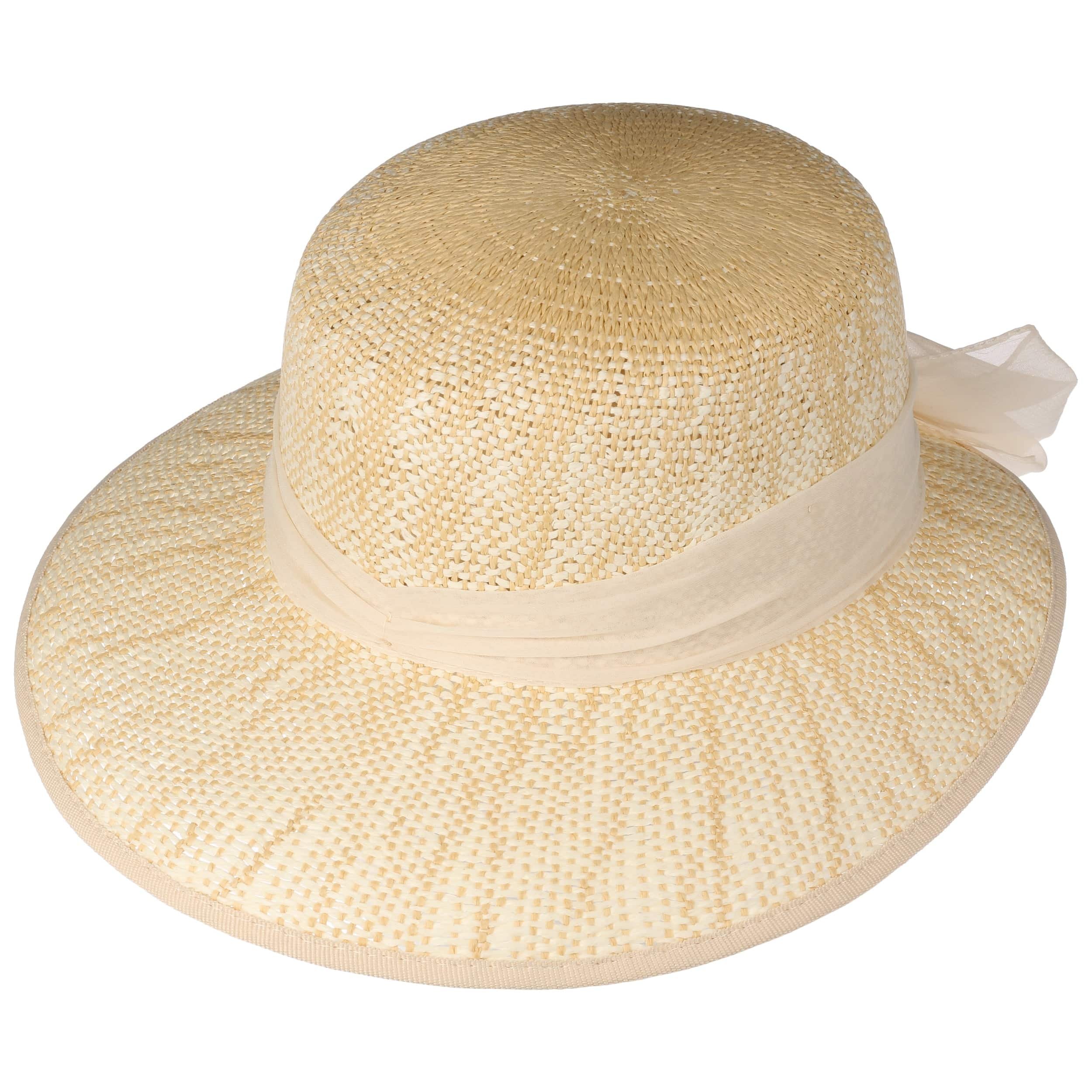 Lipodo Striped Ribbon Trilby Strohoed Dames/Heren - Made in Italy zonnehoed strand hoed met ripsband voor Lente/Zomer - S (54-55 cm) naturel