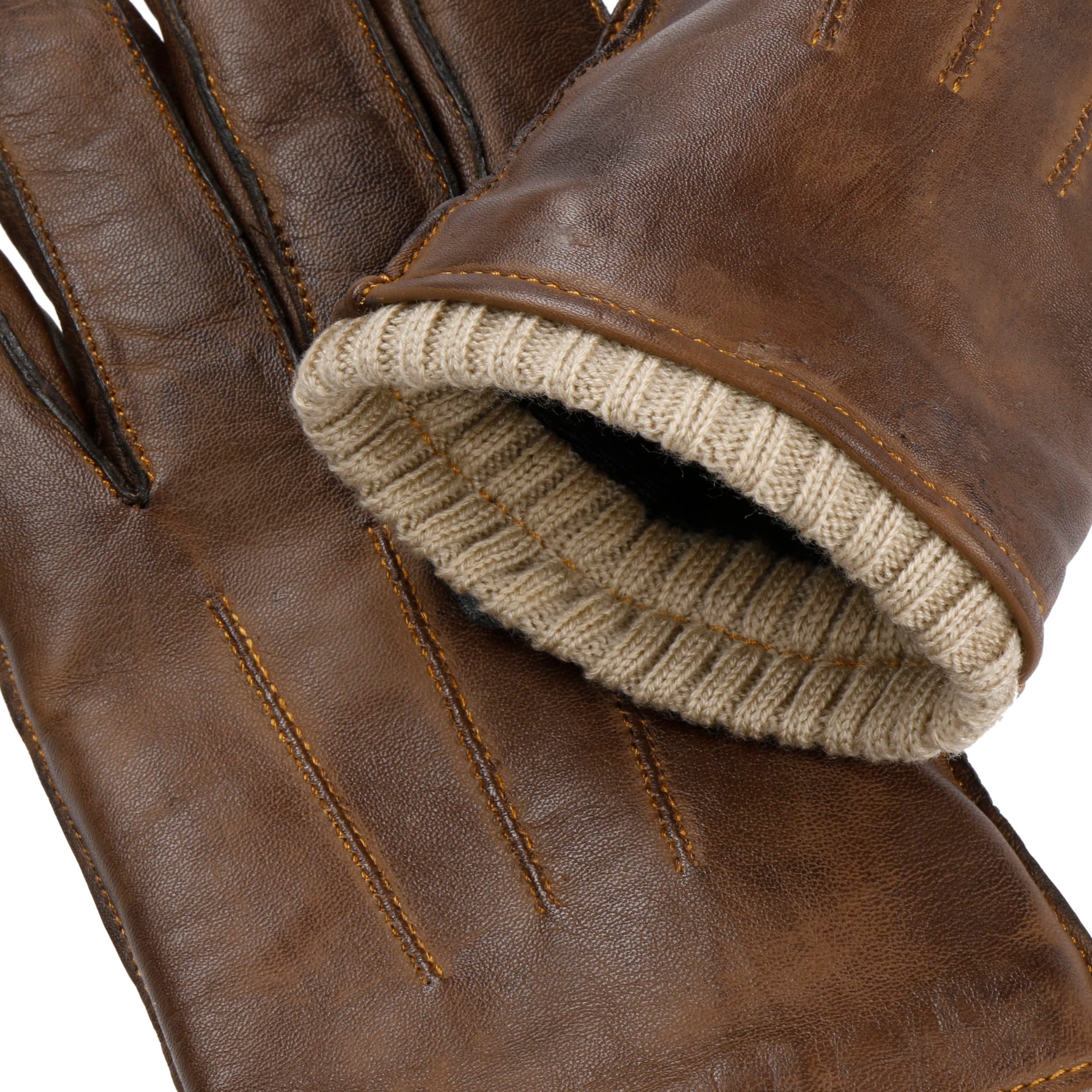Leren Heren Handschoenen - Cognac - Wollen Voering - Touchscreen