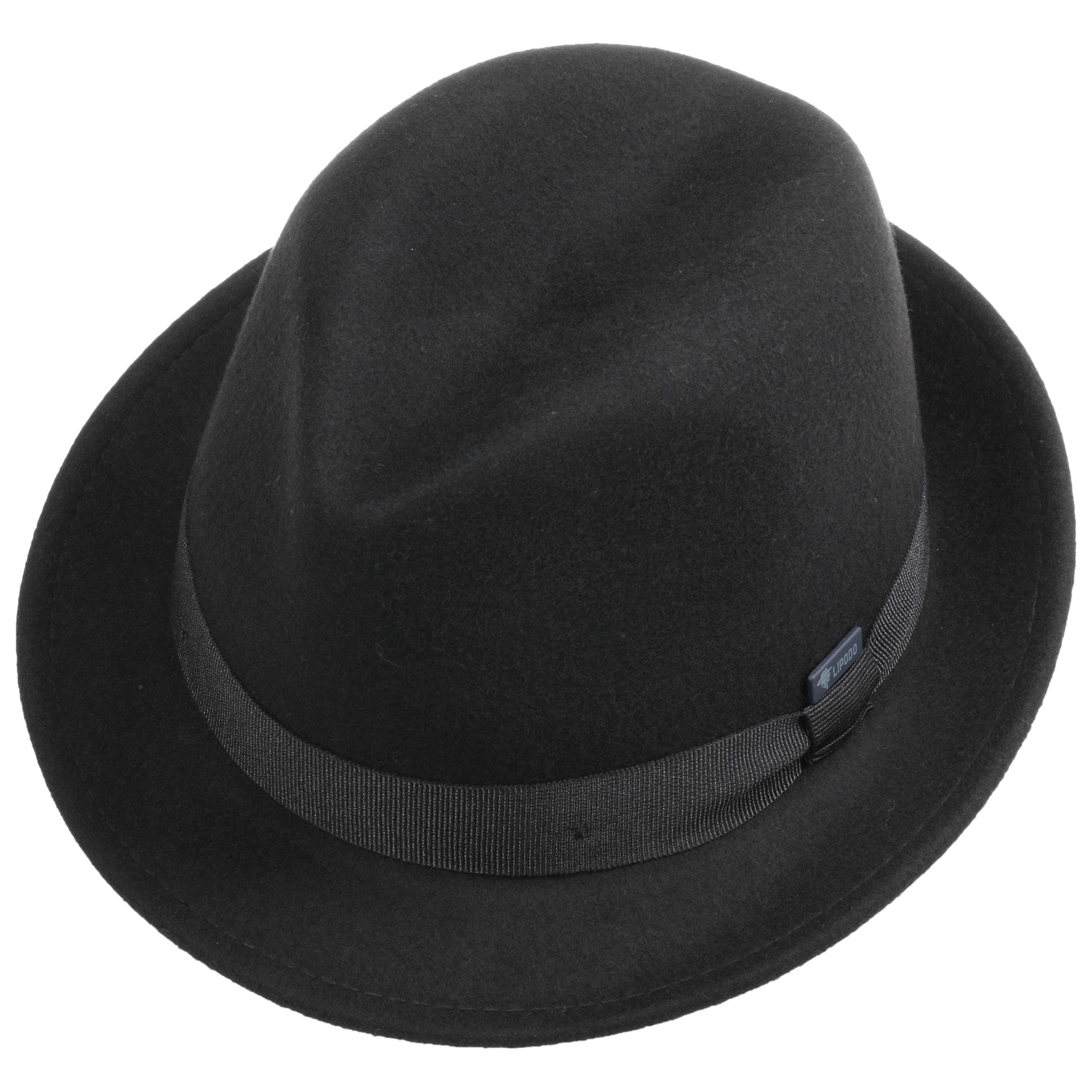 Lipodo Gratus Pork Pie dames/heren - Model van wolvilt - Made in Italy - Fedora zomer/winter - Porkpie met ripsband - Wolhoed - XL (60-61 cm
