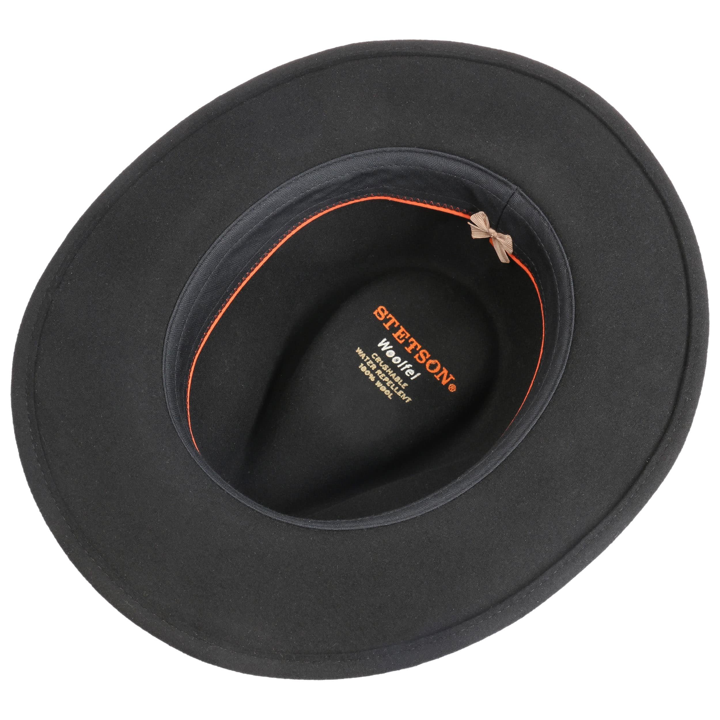 Stetson Yutan Wollen Hoed Dames/Heren - heren hoeden vilthoed regenhoed met leren band voor Zomer/Winter - XXL (62-63 cm) zwart