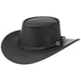 Squashy Outback Leather Hat by BARMAH zwart