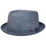 Herringbone Pork Pie Hoed by Alfonso D’Este donkerblauw