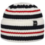Short Stripy Merino Muts by Eisbär wit-donkerblauw