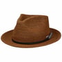 Daleport Crochet Fedora Raffia Hoed by Stetson bruin
