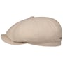 Hatteras 8 Panel Linnen Flat Cap by Stetson beige